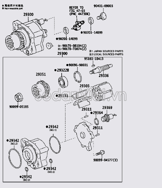 Sơ đồ lắp ráp phụ tùng Bơm chân không