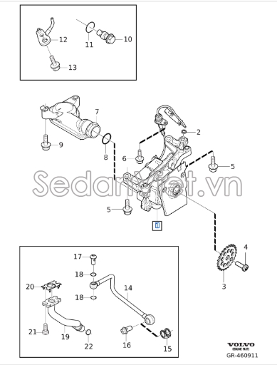 Sơ đồ lắp ráp phụ tùng Bơm dầu động cơ