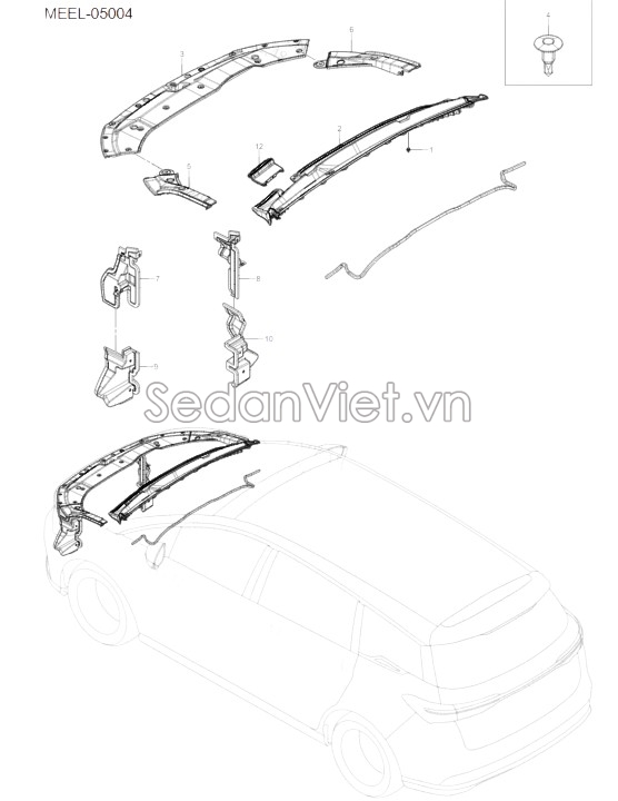 Sơ đồ lắp ráp phụ tùng Ốp chân kính chắn gió