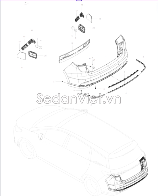 Sơ đồ lắp ráp phụ tùng Cản sau 1