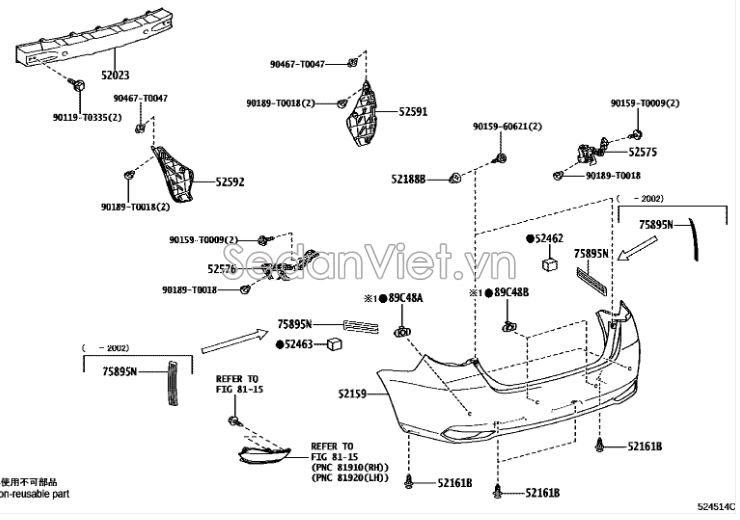 Sơ đồ lắp ráp phụ tùng Cản sau