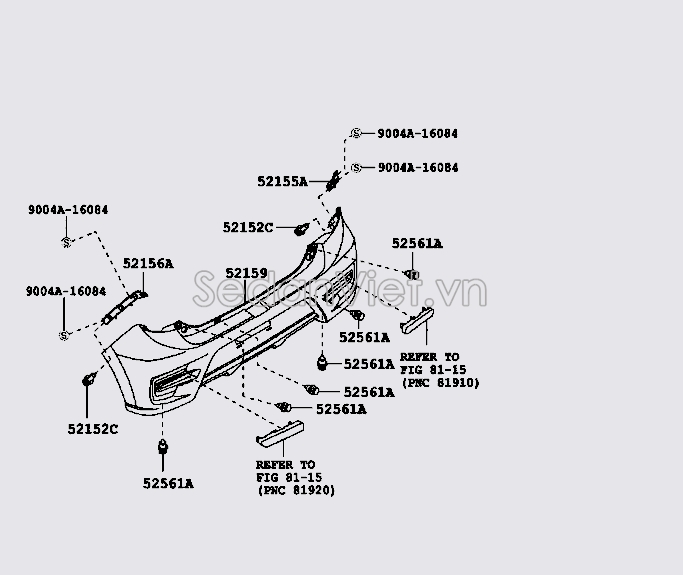 Sơ đồ lắp ráp phụ tùng Cản sau