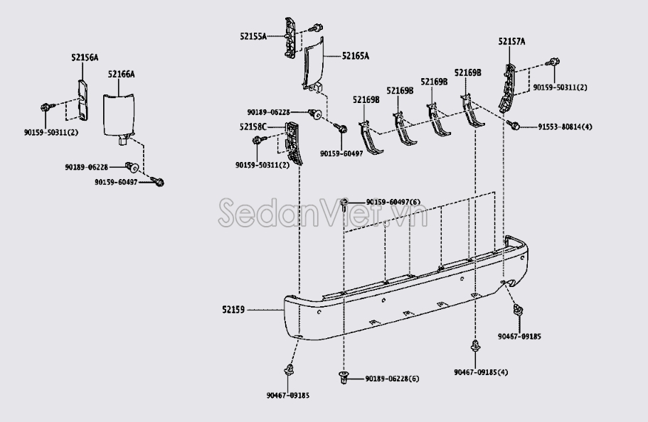 Sơ đồ lắp ráp phụ tùng Cản sau