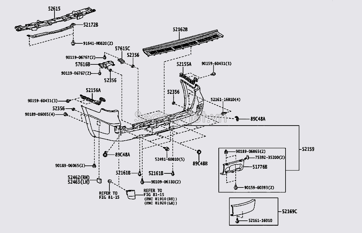 Sơ đồ lắp ráp phụ tùng Cản sau