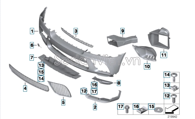 Sơ đồ lắp ráp phụ tùng Cản trước 1