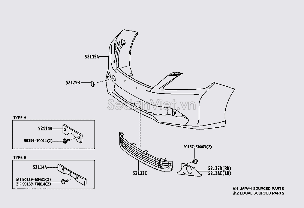 Sơ đồ lắp ráp phụ tùng Cản trước 1