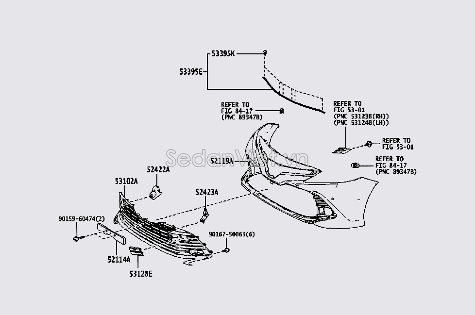 Sơ đồ lắp ráp phụ tùng Cản trước 1