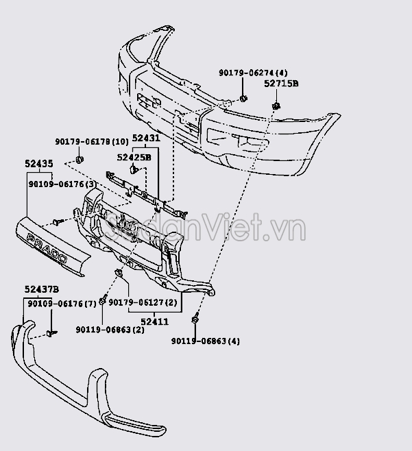 Sơ đồ lắp ráp phụ tùng Cản trước 1