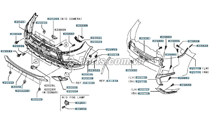 Sơ đồ lắp ráp phụ tùng Cản trước