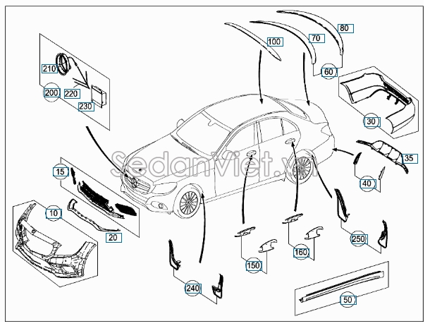 Sơ đồ lắp ráp phụ tùng Cản trước