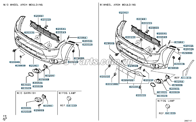 Sơ đồ lắp ráp phụ tùng Cản trước 4wd