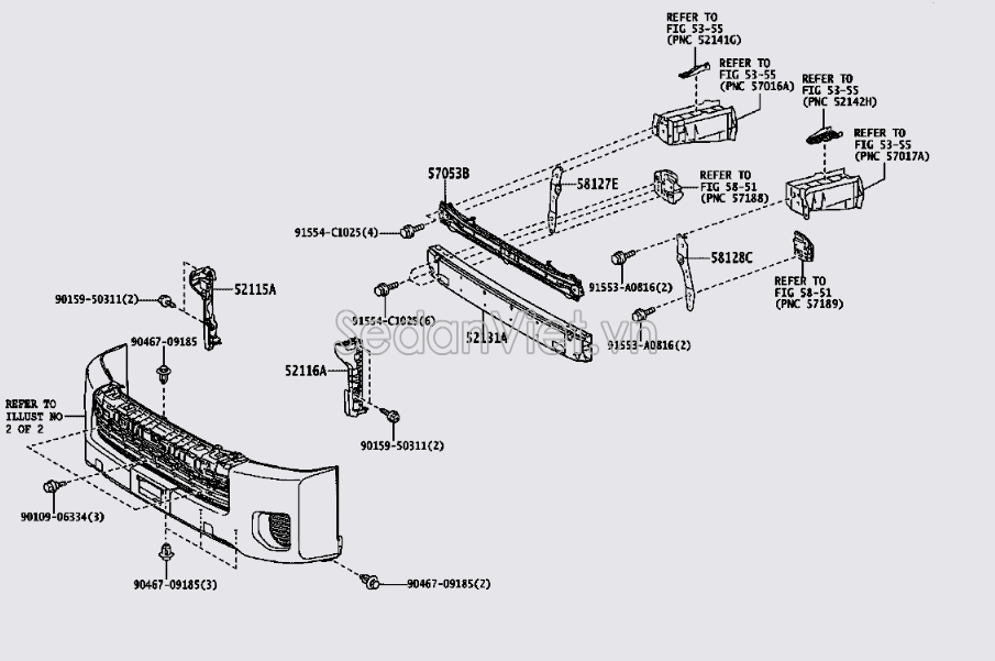 Sơ đồ lắp ráp phụ tùng Cản trước