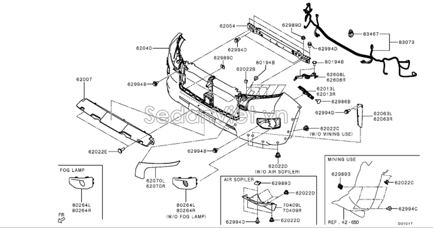 Sơ đồ lắp ráp phụ tùng Cản trước