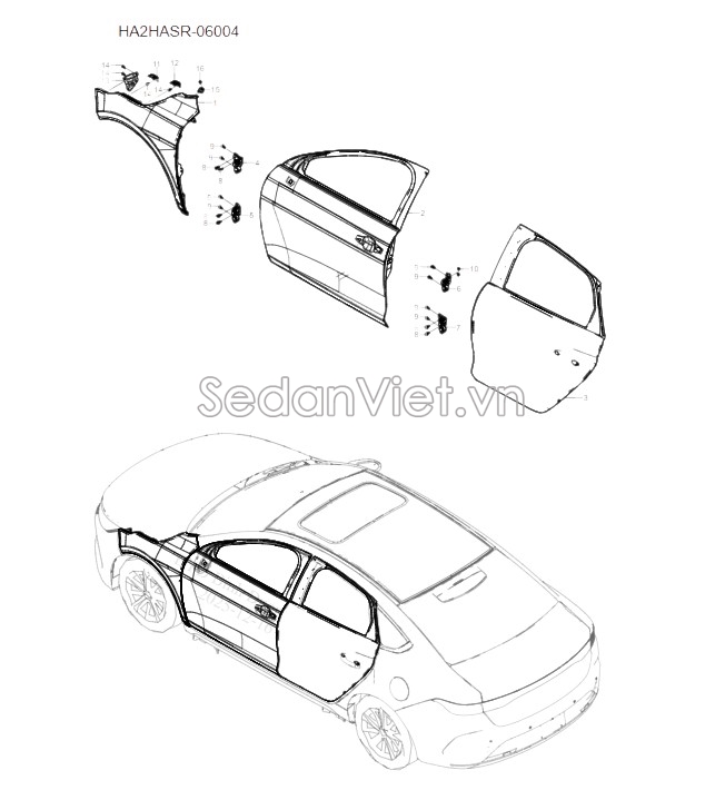 Sơ đồ lắp ráp phụ tùng Cánh cửa