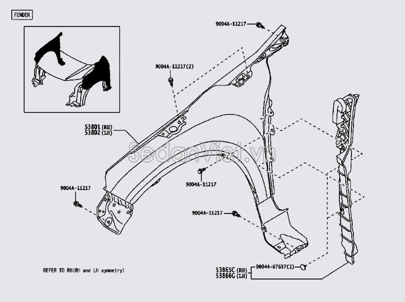 Sơ đồ lắp ráp phụ tùng Capo và tai xe 2