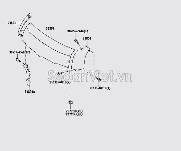 Sơ đồ lắp ráp phụ tùng Capo và tai xe
