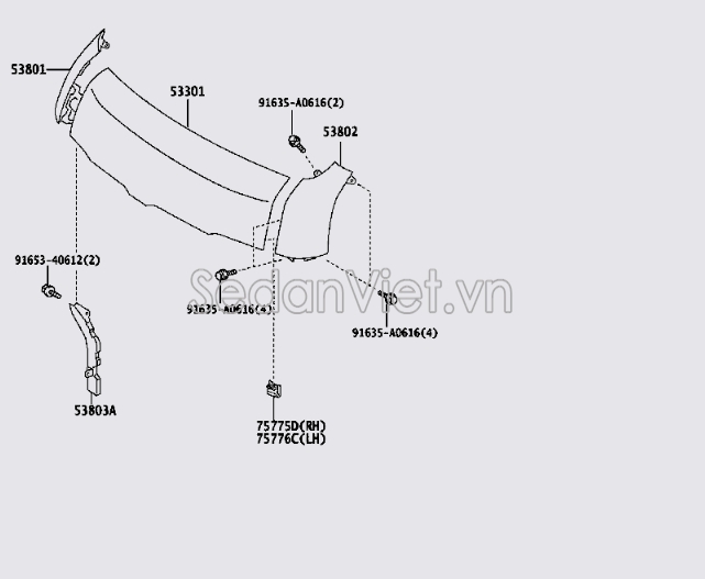 Sơ đồ lắp ráp phụ tùng Capo và tai xe