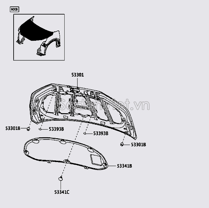 Sơ đồ lắp ráp phụ tùng Capo và tai xe