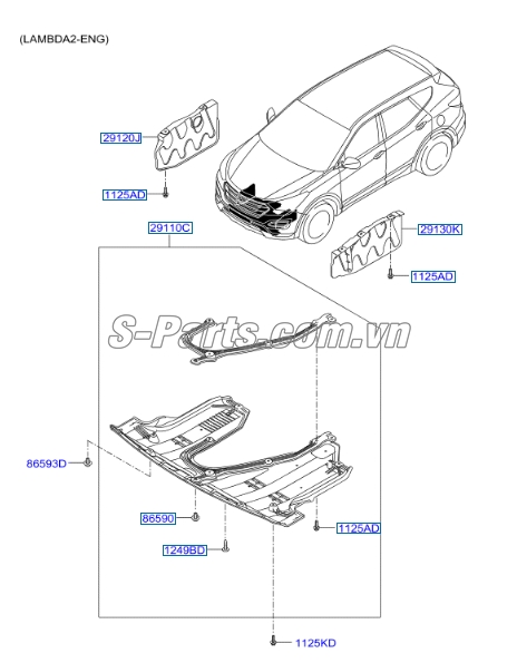Sơ đồ lắp ráp phụ tùng Chắn bùn động cơ 2