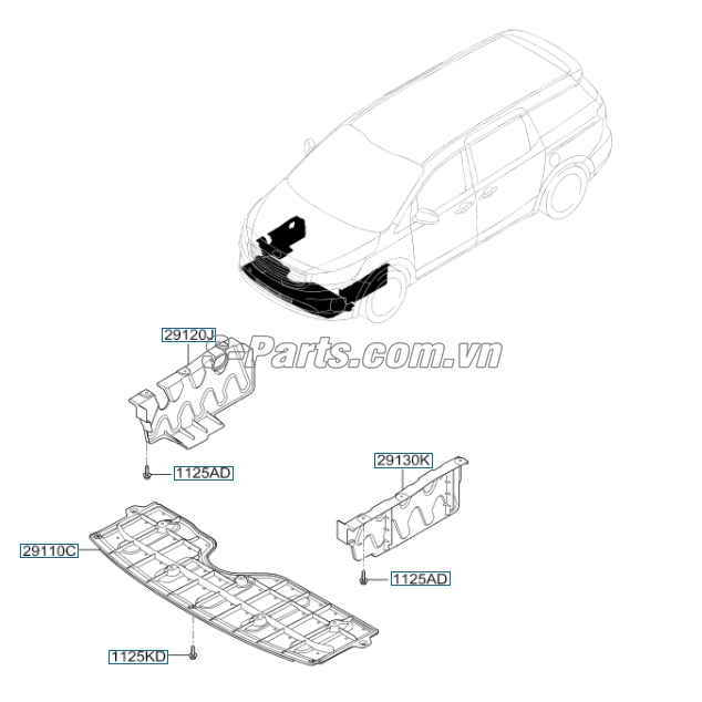 Sơ đồ lắp ráp phụ tùng Chắn bùn gầm máy