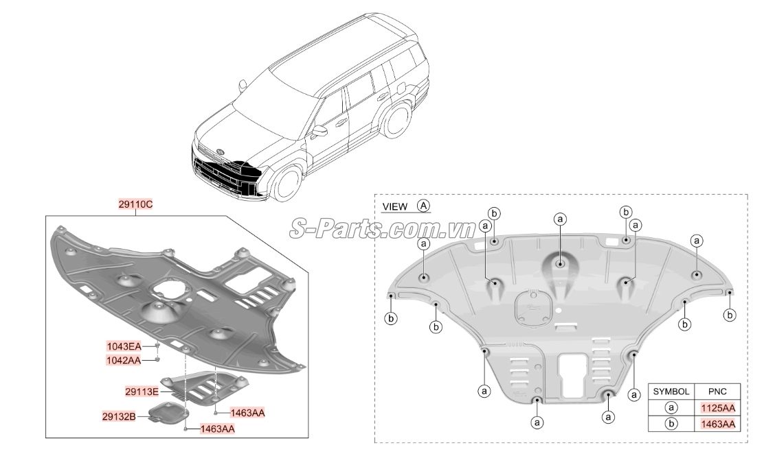 Sơ đồ lắp ráp phụ tùng Chắn bùn gầm máy