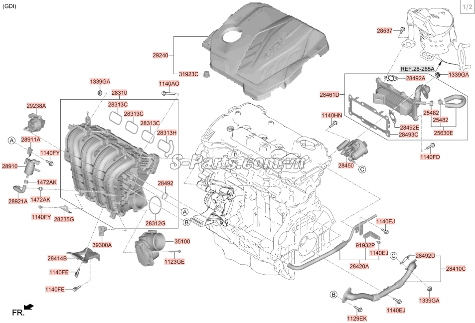 Sơ đồ lắp ráp phụ tùng Cổ hút gió