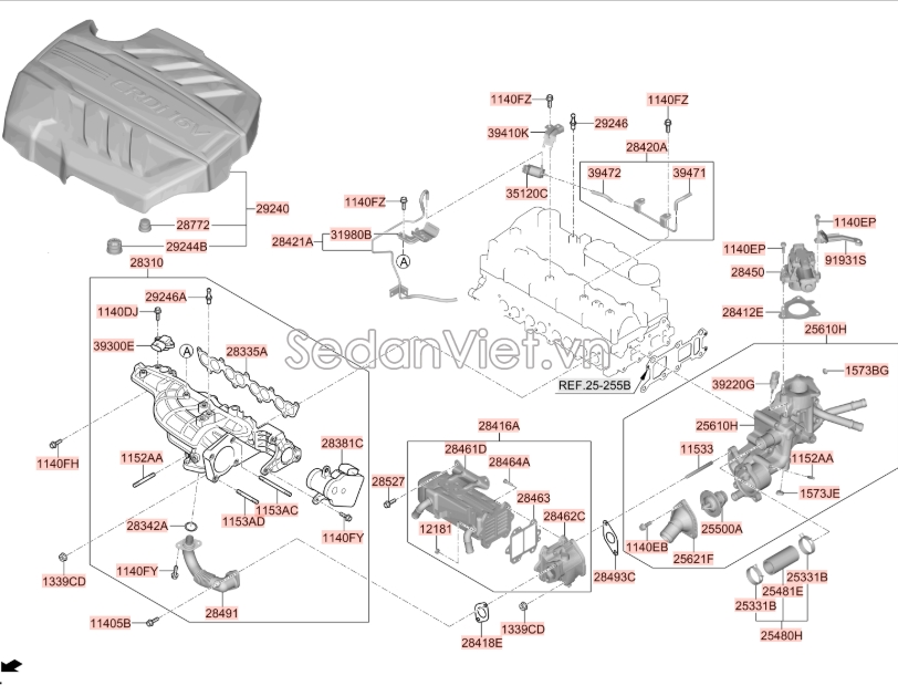 Sơ đồ lắp ráp phụ tùng Cổ hút gió