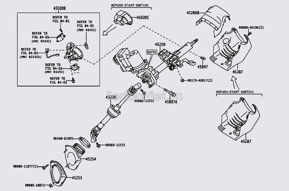 Sơ đồ lắp ráp phụ tùng Cọc lái điện