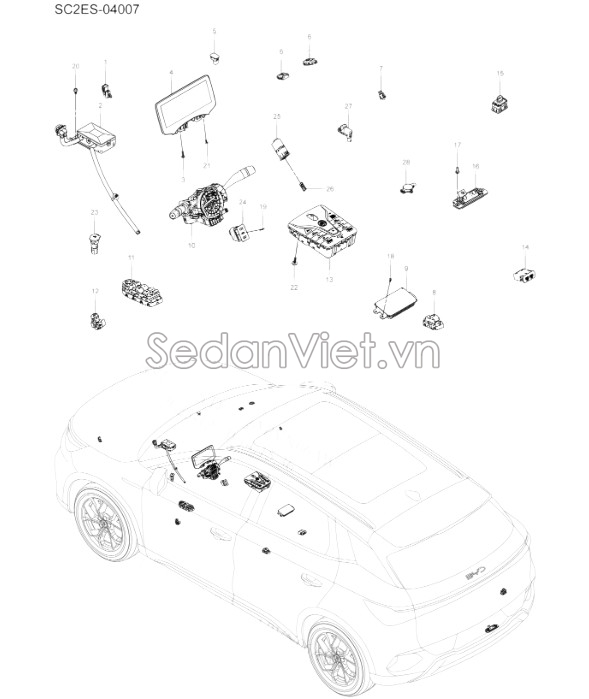 Sơ đồ lắp ráp phụ tùng Công tắc gạt mưa