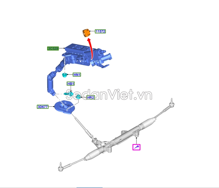 Sơ đồ lắp ráp phụ tùng Cột lái