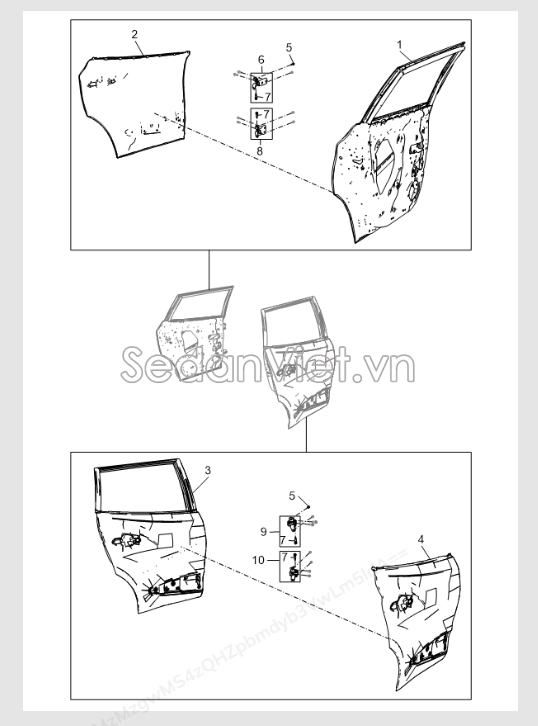 Sơ đồ lắp ráp phụ tùng Cửa sau