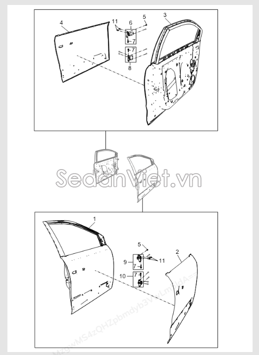Sơ đồ lắp ráp phụ tùng Cửa trước
