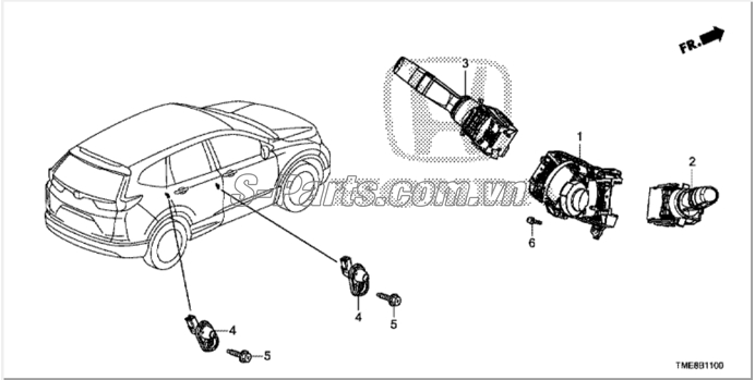 Sơ đồ lắp ráp phụ tùng Cụm công tắc kết hợp