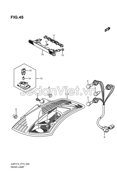 Sơ đồ lắp ráp phụ tùng Cụm đèn sau