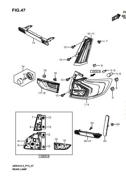 Sơ đồ lắp ráp phụ tùng Cụm đèn sau