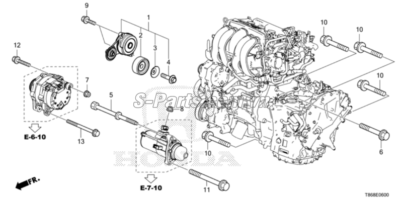 Sơ đồ lắp ráp phụ tùng Dây curoa tổng