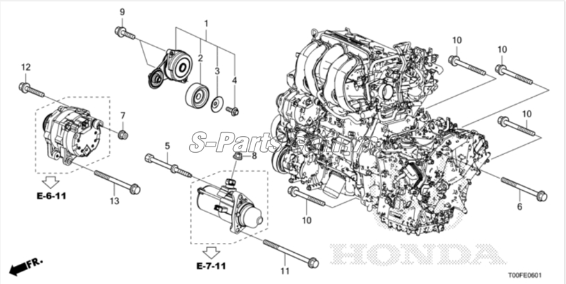 Sơ đồ lắp ráp phụ tùng Dây curoa tổng