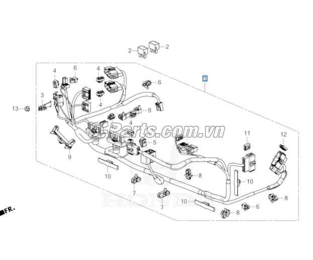 Sơ đồ lắp ráp phụ tùng Dây điện pin hybird