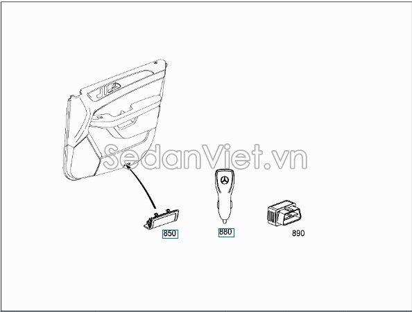 Sơ đồ lắp ráp phụ tùng Đèn chiếu logo cánh cửa