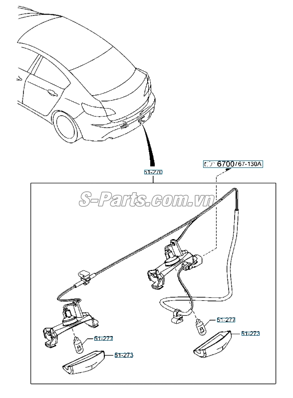 Sơ đồ lắp ráp phụ tùng Đèn soi biển số