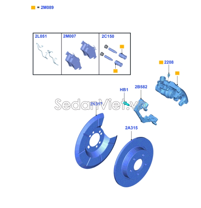Sơ đồ lắp ráp phụ tùng Đĩa phanh sau