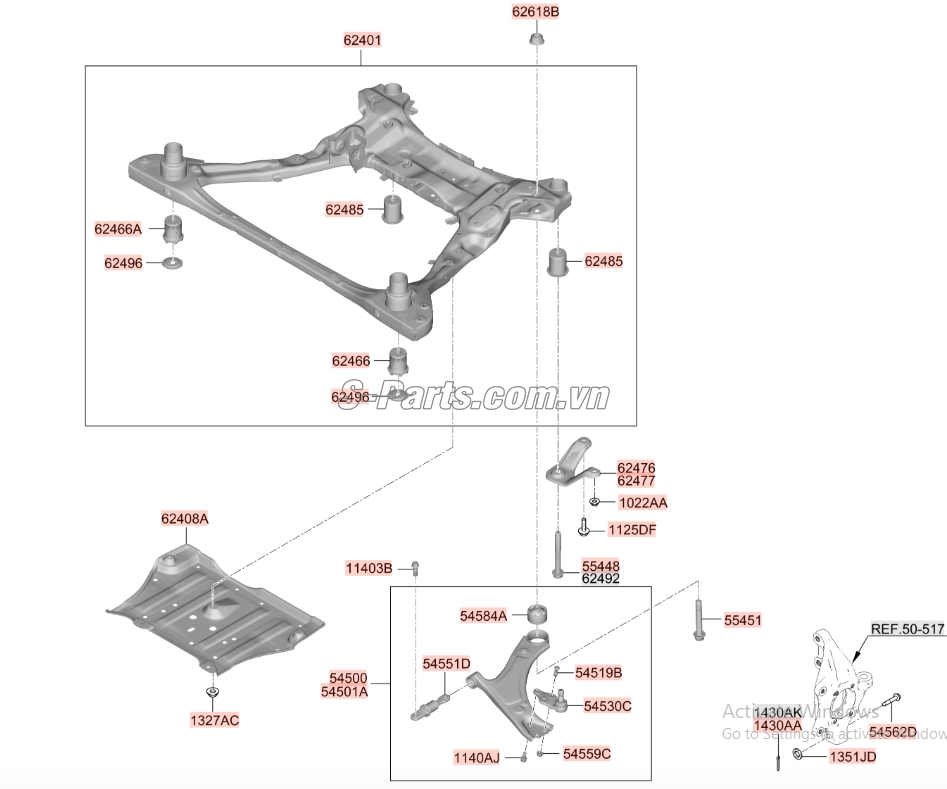 Sơ đồ lắp ráp phụ tùng Gía đỡ động cơ trước