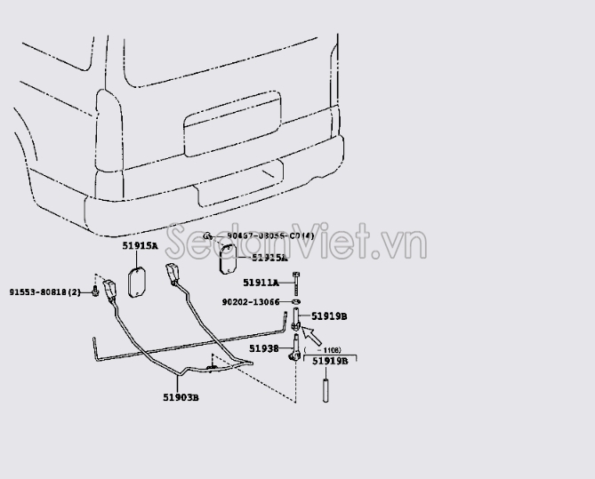 Sơ đồ lắp ráp phụ tùng Giữ lốp dự phòng