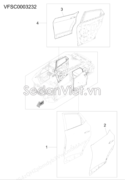 Sơ đồ lắp ráp phụ tùng Hệ thống cánh cửa sau