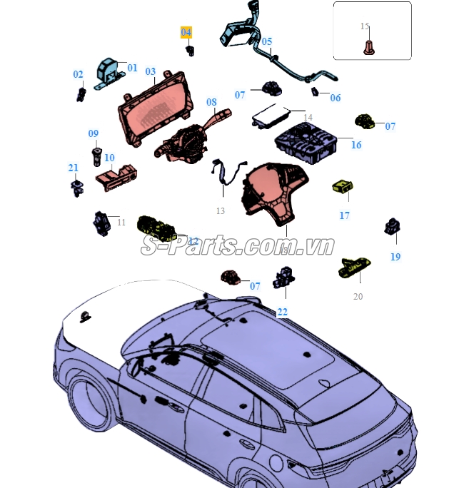Sơ đồ phụ tùng Hệ thống công tắc điện trong xe