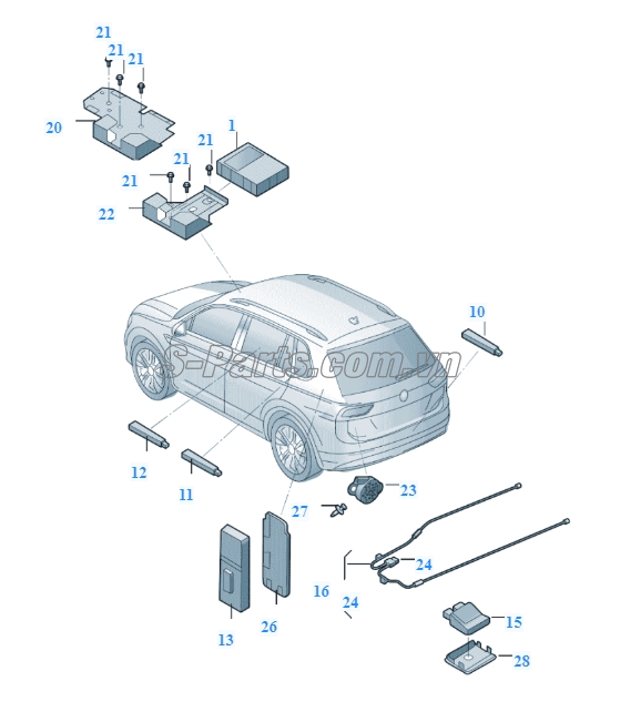 Sơ đồ lắp ráp phụ tùng Hộp điều khiển smart key