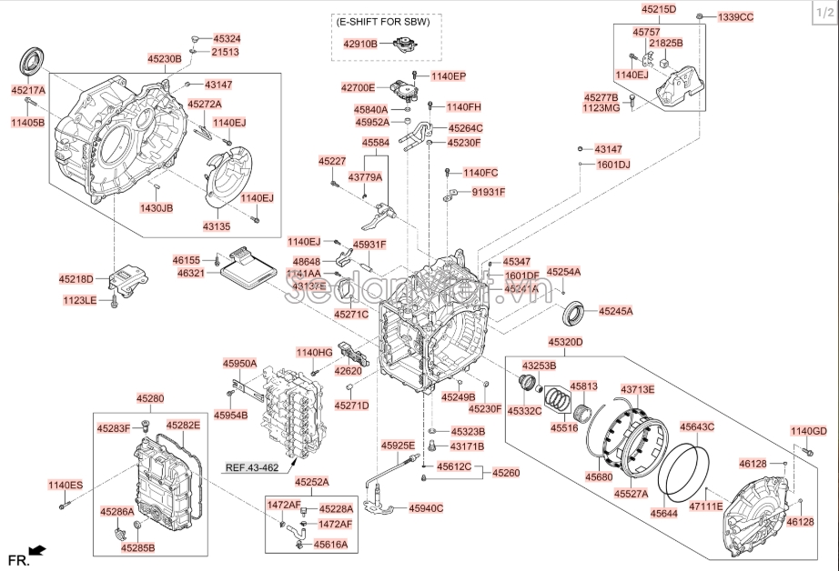 Sơ đồ lắp ráp phụ tùng Hộp số tự động