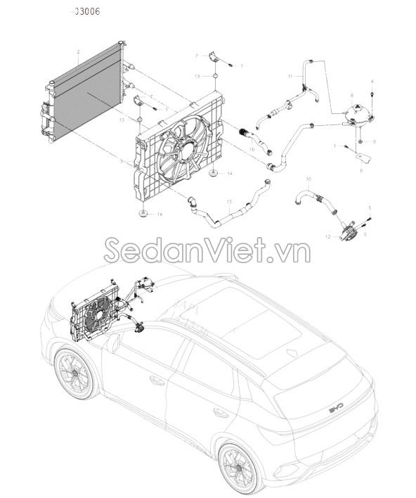 Sơ đồ lắp ráp phụ tùng Két nước