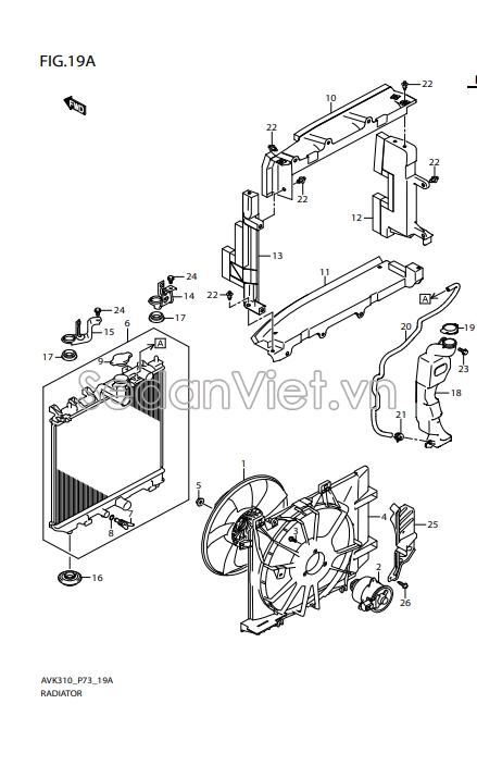 Sơ đồ lắp ráp phụ tùng Két nước