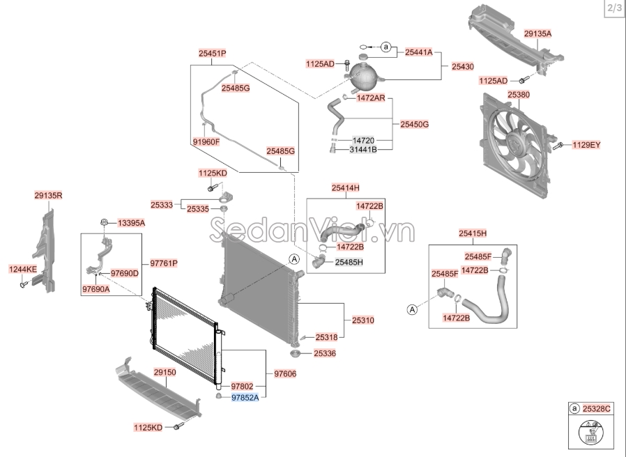 Sơ đồ lắp ráp phụ tùng Két nước máy dầu